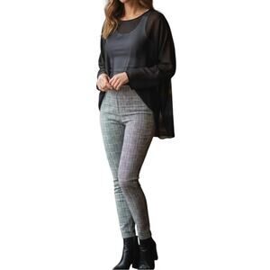 Premise Studio Women's Dress Leggings Black White Plaid  Sz Med